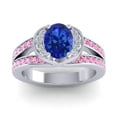 thumbnail image 1 of 2.35 Carat Wonderful Oval Cut Blue Sapphire & Pink Sapphire Gemstone Anniversary Ring for Ladies 18K White Gold Size 6.5 by Diamond-Capitals, 1 of 8