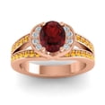 thumbnail image 1 of 2.35 Carat Wonderful Oval Cut Garnet & Citrine Gemstone Anniversary Ring for Ladies 18K Rose Gold Size 6.5 by Diamond-Capitals, 1 of 8