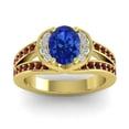 thumbnail image 1 of 2.35 Ct Latest Oval Cut Blue Sapphire & Garnet Gemstone Anniversary Ring for Women Solid 14K Yellow Gold Size 10 by Diamond-Capitals, 1 of 8