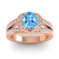 thumbnail image 1 of 2.35 Ct Natural Diamond Blue Topaz Gemstone Latest Anniversary Ring for Wife Solid 14K Rose Gold Size 6.5 by Diamond-Capitals, 1 of 8