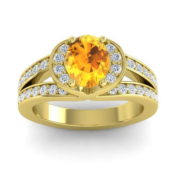 2.35 Ct Natural Diamond Citrine Gemstone Beautiful Engagement Ring for Women 14K Yellow Gold Size 3 by Diamond-Capitals