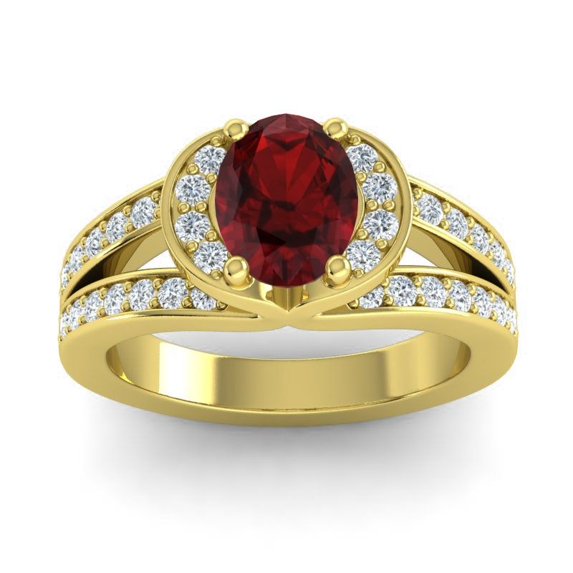 2.35 Ct Natural Diamond Garnet Gemstone Beautiful Engagement Ring for Women 14K Yellow Gold Size 3 by Diamond-Capitals