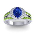thumbnail image 1 of 2.35 Ct New Oval Cut Blue Sapphire & Peridot Gemstone Bridal Ring for Ladies Solid 18K White Gold Size 3.5 by Diamond-Capitals, 1 of 8