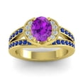 thumbnail image 1 of 2.35 Ct Oval Cut Amethyst & Blue Sapphire Gemstone Shiny Bridal Ring for Women Solid 14K Yellow Gold Size 6.5 by Diamond-Capitals, 1 of 8