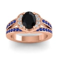 thumbnail image 1 of 2.35 Ct Oval Cut Black Onyx & Blue Sapphire Gemstone Latest Bridal Ring for Women Solid 14K Rose Gold Size 6.5 by Diamond-Capitals, 1 of 8