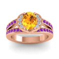 thumbnail image 1 of 2.35 Ct Oval Cut Citrine & Amethyst Gemstone Wonderful Engagement Ring for Women Solid 14K Rose Gold Size 3.5 by Diamond-Capitals, 1 of 8