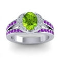 thumbnail image 1 of 2.35 Ct Oval Cut Peridot & Amethyst Gemstone Luxurious Wedding Ring for her Solid 18K White Gold Size 8 by Diamond-Capitals, 1 of 8