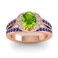 thumbnail image 1 of 2.35 Ct Oval Cut Peridot & Blue Sapphire Gemstone Designer Anniversary Ring for Women Solid 14K Rose Gold Size 10 by Diamond-Capitals, 1 of 8