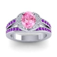 thumbnail image 1 of 2.35 Ct Oval Cut Pink Sapphire & Amethyst Gemstone Luxurious Engagement Ring for Women Solid 14K White Gold Size 3.5 by Diamond-Capitals, 1 of 8