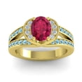 thumbnail image 1 of 2.35 Ct Oval Cut Red Ruby & Aquamarine Gemstone Stunning Wedding Ring for Women Solid 18K Yellow Gold Size 8 by Diamond-Capitals, 1 of 8
