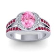 thumbnail image 1 of 2.35 Ct Sparkle Oval Cut Pink Sapphire & Red Ruby Gemstone Wedding Ring for Women 14K White Gold Size 3 by Diamond-Capitals, 1 of 8