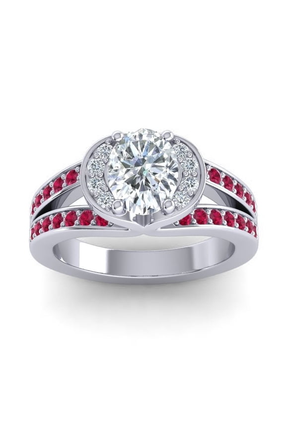 2.35 Ct Wonderful Natural Diamond Red Ruby Gemstone Wedding Ring for Women Solid 14K White Gold Size 3.5 by Diamond-Capitals