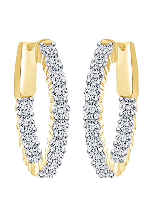 2.35 Cttw Round Shape White Natural Diamond Eternity Hoop Earrings In 18K Solid White Gold