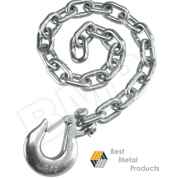 (2) 35 Safety Chain 3/8 Slip Hook With Clip 0900145