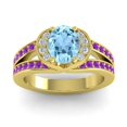 thumbnail image 1 of 2.35 T.C.W Elegant Oval Cut Aquamarine & Amethyst Gemstone Wedding Ring for Ladies Solid 18K Yellow Gold Size 9 by Diamond-Capitals, 1 of 8