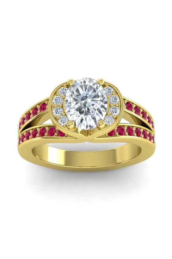 2.35 T.C.W Natural Diamond Red Ruby Gemstone Beautiful Anniversary Ring for Ladies Solid 18K Yellow Gold Size 9 by Diamond-Capitals