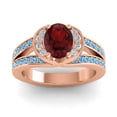 thumbnail image 1 of 2.35 T.C.W Oval Cut Garnet & Blue Topaz Gemstone Elegant Wedding Ring for her Solid 14K Rose Gold Size 5.5 by Diamond-Capitals, 1 of 8