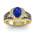 thumbnail image 1 of 2.35 T.C.W Wonderful Oval Cut Blue Sapphire Gemstone Wedding Ring for Ladies Solid 18K Yellow Gold Size 9 by Diamond-Capitals, 1 of 8