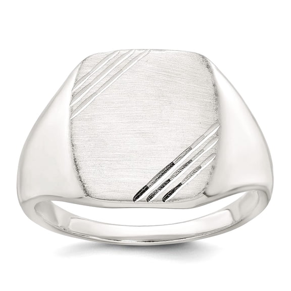 2.35 To 13.1 (tapered)mm 925 Sterling Silver Polished Brushed and Grooved Mens Signet Ring Size 11 Ring for Men