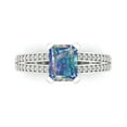 thumbnail image 1 of 2.35 ct Emerald Cut Blue Moissanite Solitaire with Simulated Diamond Accents 18K White Gold Womens Engagement Ring, 1 of 5