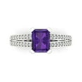 thumbnail image 1 of 2.35 ctw Solitaire with Zirconia Diamond Accents Anniversary Ring for Women | Emerald Cut Natural Amethyst | Hyperallergenic Solid 18K White Gold, 1 of 5