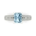 thumbnail image 1 of 2.35 ctw Solitaire with Zirconia Diamond Accents Anniversary Ring for Women | Emerald Cut Natural Aquamarine | Hyperallergenic Solid 18K White Gold, 1 of 5