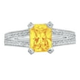 thumbnail image 1 of 2.35 ct Emerald Cut Natural Citrine Solitaire with Simulated Diamond Accents 14K White Gold Womens Engagement Ring, 1 of 3