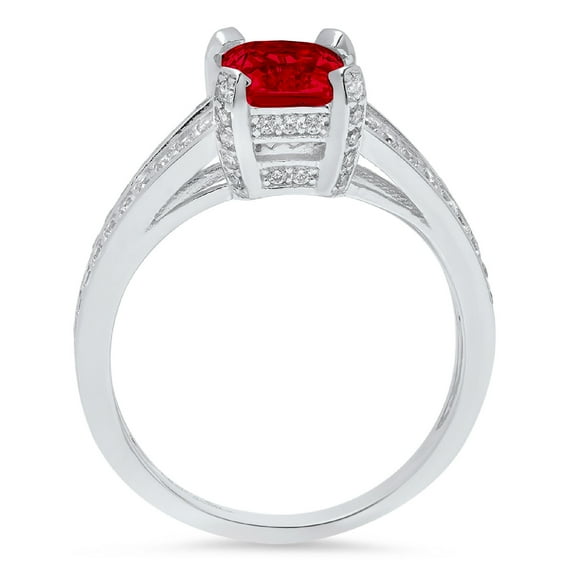 2.35 ct Emerald Cut Natural Garnet Solitaire with Accents Engagement Ring for Women in 18K White Gold