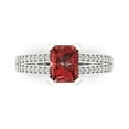 thumbnail image 1 of 2.35 ctw Solitaire with Zirconia Diamond Accents Anniversary Ring for Women | Emerald Cut Natural Garnet | Hyperallergenic Solid 14K White Gold, 1 of 5
