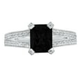 thumbnail image 1 of 2.35 ct Emerald Cut Natural Onyx Solitaire with Simulated Diamond Accents 14K White Gold Womens Engagement Ring, 1 of 5