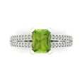thumbnail image 1 of 2.35 ct Emerald Cut Natural Peridot Solitaire with Simulated Diamond Accents 18K White Gold Womens Engagement Ring, 1 of 5