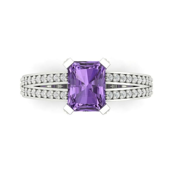 Clara Pucci 14K White Gold 2.35ct Alexandrite Solitaire with Accents Ring