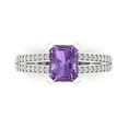 thumbnail image 1 of Clara Pucci 14K White Gold Solid Gold Alexandrite Solitaire with Accents Anniversary Ring for Women - 2.35 cttw Emerald Cut, 1 of 8