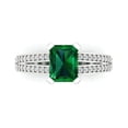thumbnail image 1 of Clara Pucci 14K White Gold 2.35ct Emerald Solitaire with Accents Ring, 1 of 8