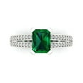thumbnail image 1 of Clara Pucci 14K White Gold Solid Gold Emerald Solitaire with Accents Anniversary Ring for Women - 2.35 cttw Emerald Cut, 1 of 8