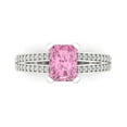 thumbnail image 1 of 2.35 ct Emerald Cut Simulated Pink Diamond Solitaire with Simulated Diamond Accents 18K White Gold Womens Engagement Ring, 1 of 5