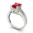 thumbnail image 1 of 2.35 ct Emerald Cut Simulated Ruby Solitaire with Accents Engagement Ring for Women in 18K White Gold, 1 of 2