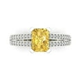thumbnail image 1 of Clara Pucci 14K White Gold Solid Gold Yellow Solitaire with Accents Anniversary Ring for Women - 2.35 cttw Emerald Cut, 1 of 8