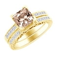thumbnail image 1 of AFFY (2.35 cttw) Simulated Pink Morganite & White Diamond Engagement Wedding Ring Set In 14k Yellow Gold With Ring Size -11.5, 1 of 2