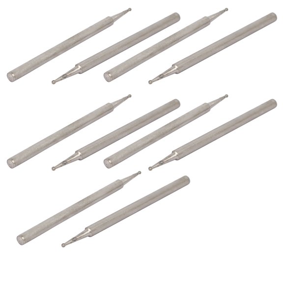 2.35mm Shank 0.5mm Dia Diamond Head Ball Shaped Grinding Mounted Point Bit 10pcs