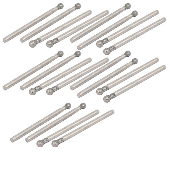 2.35mm Shank 3mm Dia Diamond Head Ball Shaped Grinding Mounted Point Bit 20pcs