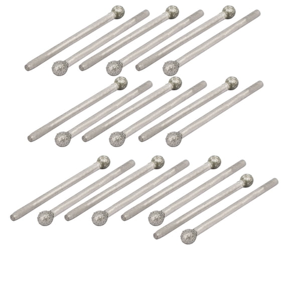 2.35mm Shank 4mm Dia Diamond Head Ball Shaped Grinding Mounted Point Bit 20pcs