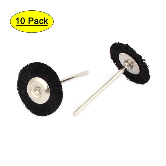 2.35mm Shank T Shaped Bristle Polishing Brush Wheel Metal Buffing Tool Black 10pcs