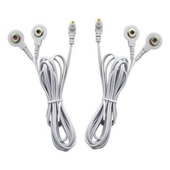 2.35mm Shielded Replacement Electrode Wires Standard Connection Snap 3.5mm Cable for Tens EMS Massage Units (2 Pack)