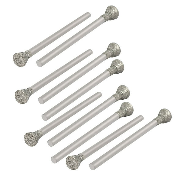 2.35mmx5mm Diamond Coated Inverted Cone Mounted Points Grinding Bits 10pcs
