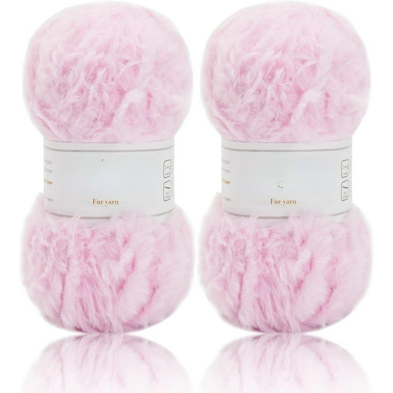 (2×35yds,50g×2) 2 Skeins Super Soft Fur Yarn Chunky Fluffy Faux Fur Yarn Eyelash Yarn for Crochet Knit-Total Length 2×32m