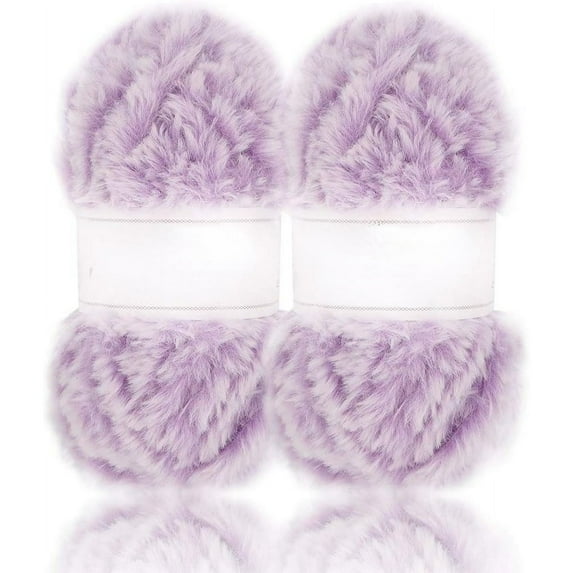 (2×35yds,50g×2) 2 Skeins Super Soft Fur Yarn Chunky Fluffy Faux Fur Yarn Eyelash Yarn for Crochet Knit-Total Length 2×32m