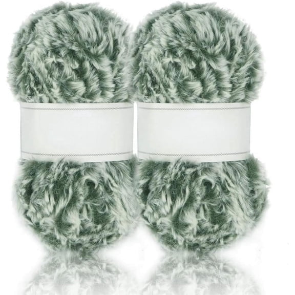 (2×35yds,50g×2) 2 Skeins Super Soft Fur Yarn Chunky Fluffy Faux Fur Yarn Eyelash Yarn for Crochet Knit-Total Length 2×32m