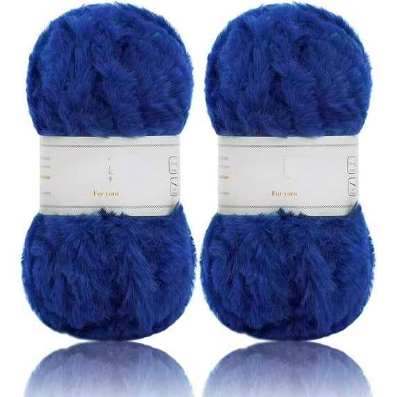 (2×35yds,50g×2) 2 Skeins Super Soft Fur Yarn Chunky Fluffy Faux Fur Yarn Eyelash Yarn for Crochet Knit-Total Length 2×32m