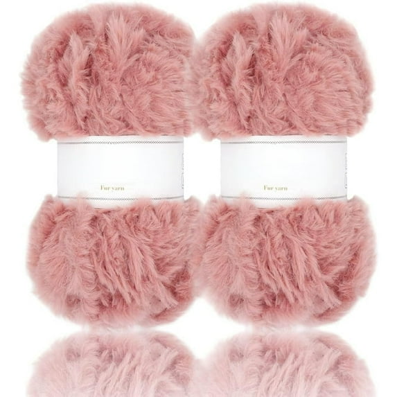 (2×35yds,50g×2) 2 Skeins Super Soft Fur Yarn Chunky Fluffy Faux Fur Yarn Eyelash Yarn for Crochet Knit-Total Length 2×32m